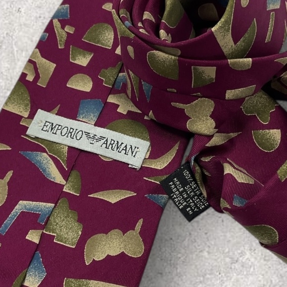 EMPORIO ARMANI Purple/Green/Blue Geometric Silk LUXURY Tie ITALY - Picture 3 of 5